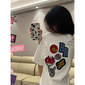 万针全刺绣工艺 得物抖音高品质260克纯棉双纱美式高街短袖T恤P33图片
