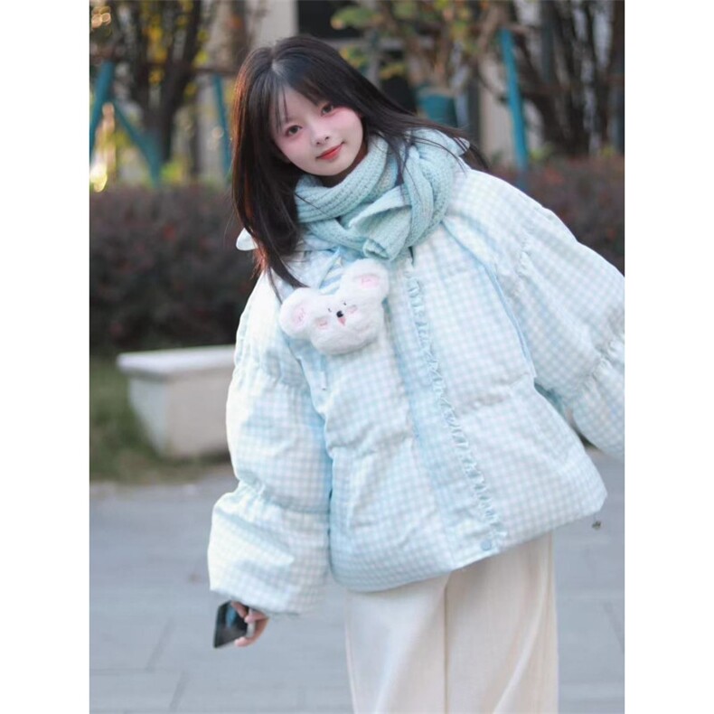 1506-1/M78271/P92学院风蓝白色格纹连帽外套棉服，男装棉衣，星座1506-1