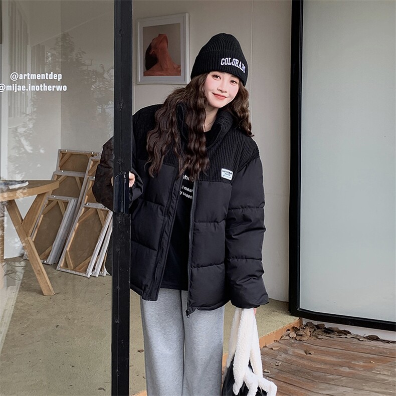 王鹤棣同款灯芯绒棉服冬季2023oversize情侣复古加厚短款外套,女装棉衣/棉服,梦白服饰厂