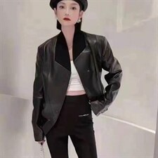 2022年春季新款潮流时尚短款皮衣外套，女装皮衣，L·H·X