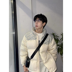 美式小香风拼接棉服男款冬季加厚保暖立领面包服潮牌情侣棉衣外套，男装棉衣，星座410-6（原星座1304-1）