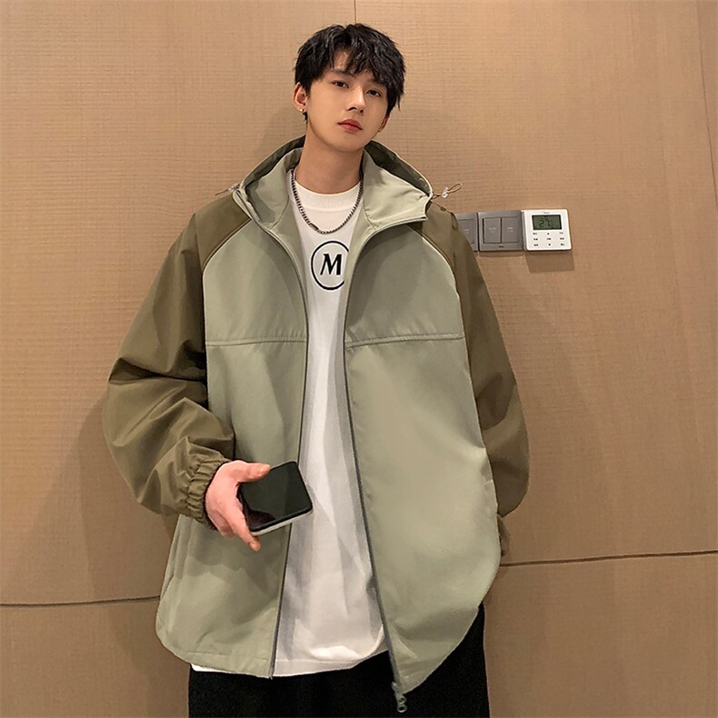 新春款拼色连帽夹克中性风户外百搭冲锋衣宽松外套CYJK9253-P65图片