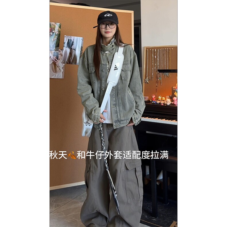 工装文艺街头复古上衣韩版潮流时尚拼接感牛仔外套HY857P70,男装工装外套,电商A102B