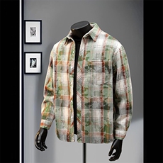 89港风加厚印花格子衬衫宽松外套百搭格子外套CS2415P55，男装衬衫，电商A128