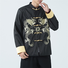 JK2319^风复古刺绣唐装外套男新中式青年改良汉服夹克，男装夹克，钱塘777(原3023)