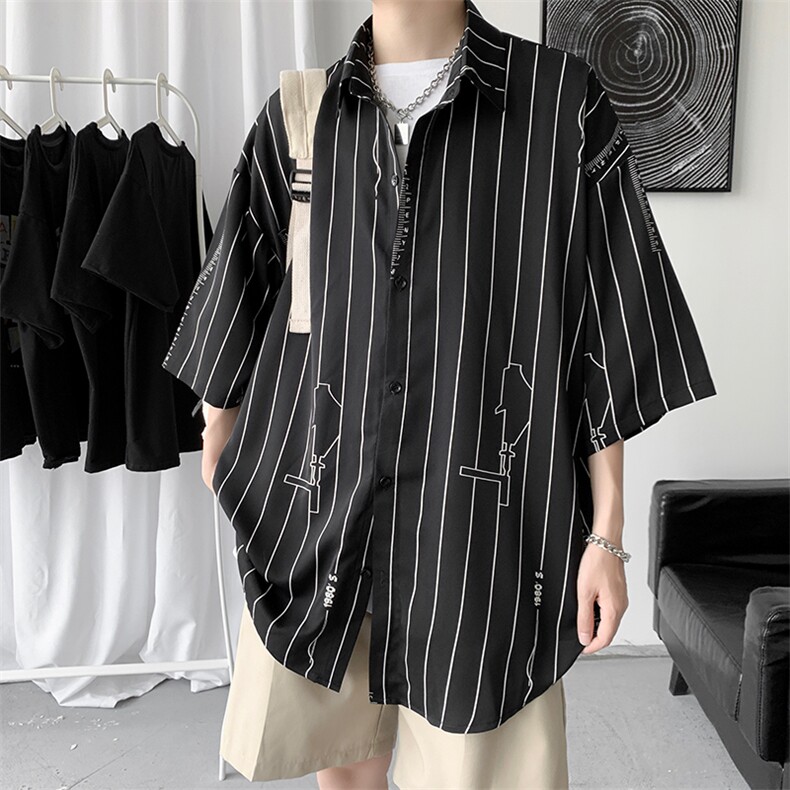 夏季短袖衬衫港风日系衬衣新款外套春秋休闲衣服A161-2-CT507-P45,男装T恤,电商A161-2