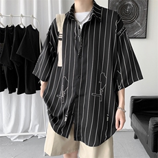 夏季短袖衬衫港风日系衬衣新款外套春秋休闲衣服A161-2-CT507-P45，男装T恤，电商A161-2
