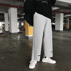 春夏灰色运动裤子男韩版潮流宽松九分毛边直筒裤阔腿长裤休闲卫裤，男装休闲裤，星座601-1