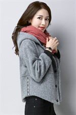 卫衣时尚都市拼接口袋直筒2020年冬季长袖连帽纯色排扣青春流行，女装卫衣/绒衫，丽影随形