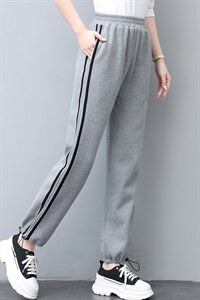 运动休闲裤女2022年新款灰色宽松束脚薄款哈伦卫裤图片