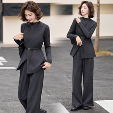 高级感灰色马甲阔腿裤三件套女2025春秋新款气质超好看搭配一整套，女装套装/套裙，流量+