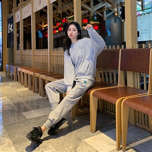 【现货】圆领卫衣女2021新款韩版休闲洋气百搭束脚裤套装纯色洋气,女装卫衣/绒衫,梦懿尔