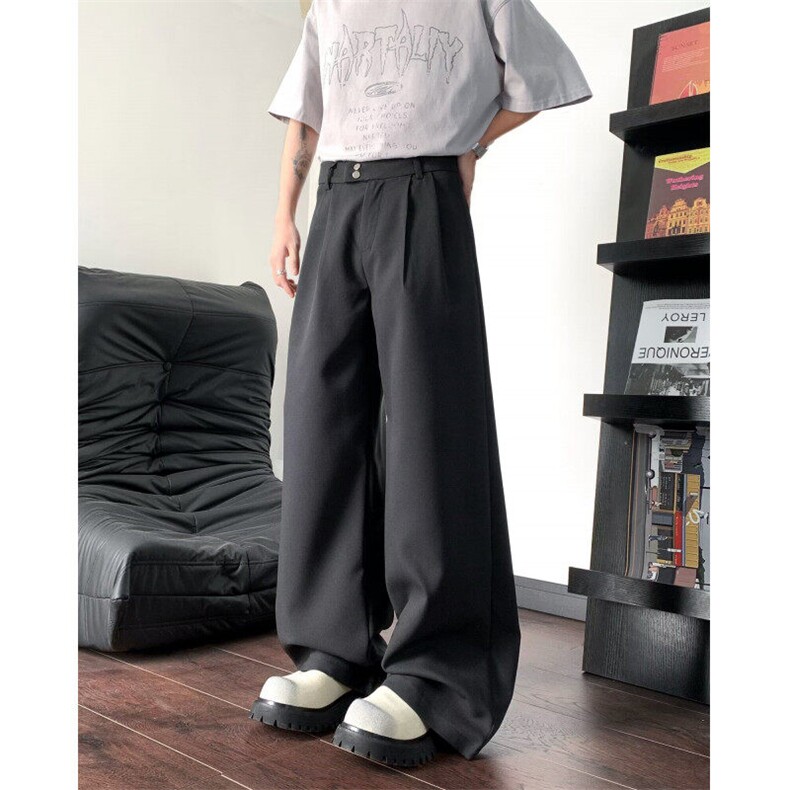 褶皱铆钉休闲裤直筒微喇cleanfit垂感裤KY51P46，男装休闲裤，星座1013-1