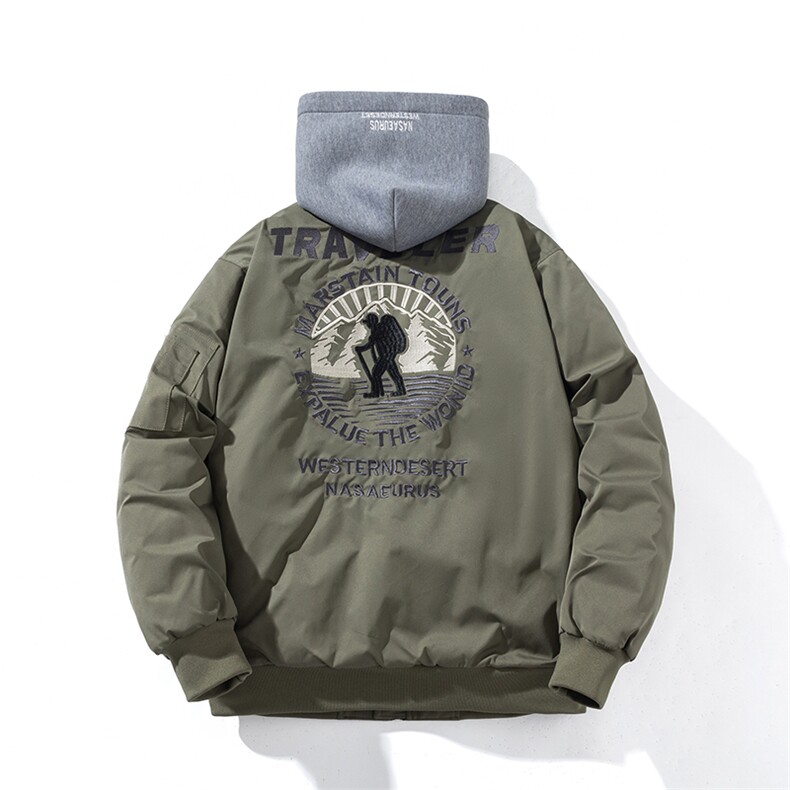 现货三色秋冬季潮牌夹克棉衣棒球服欧美街头飞行员外套情侣装,男装棉衣,电商A105