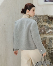 2025年秋季通勤小香风设计款双面呢羊绒大衣，女装双面呢大衣，森墨