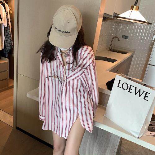 条纹衬衫，女装衬衫，XTZ style