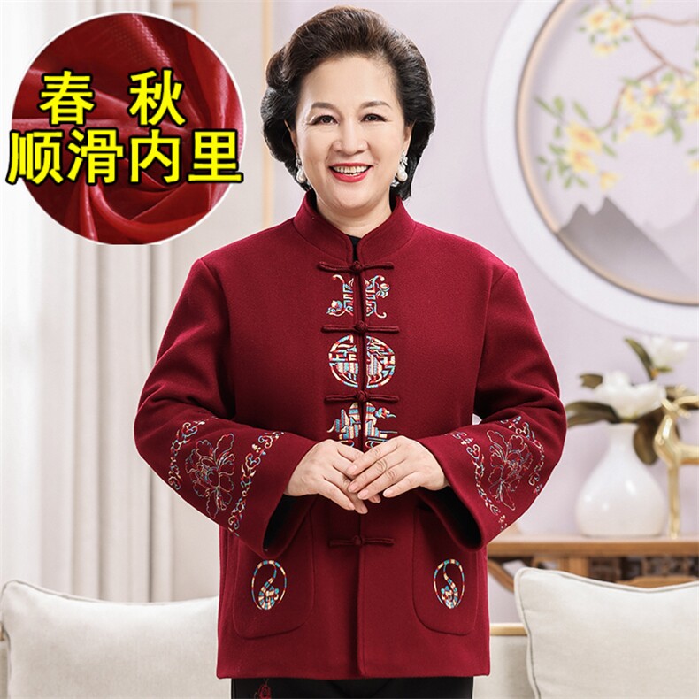 情侣装羊毛呢中老年秋款唐装套装男士风复古新中式双面呢唐装,男装休闲套装,钱塘723