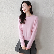 100%纯山羊绒秋冬新款拉毛羊绒衫气质圆领羊绒毛衣，女装羊绒衫，阿舍尔精品