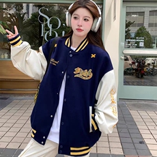 棒球服外套春秋2025新款美式宽松设计感百搭学院风刺绣夹克上衣，男装夹克，星座218-8