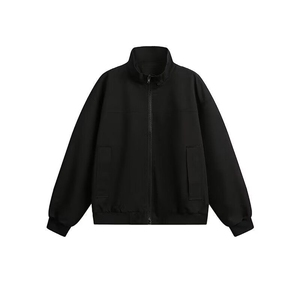 抖音得物美式潮休闲夹克春季立领纯色复古工装加厚棉服外套AMY01