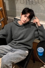 【有货】灰色连帽毛衣高级感针织卫衣外套MY17特P51，男装卫衣，星座908-1