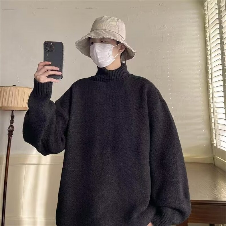 纯色高领毛衣男士秋冬季原宿风bf休闲百搭简约宽松保暖针织衫线衣，男装针织衫/毛衣，星座1210-1