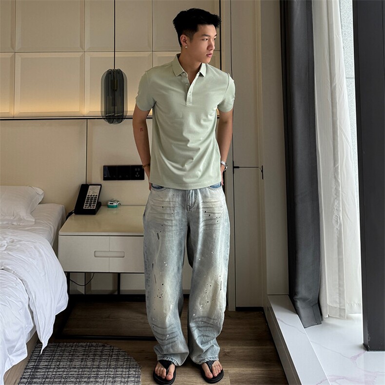 7A抑菌220克丝光珠地高品质常年主推短袖T恤翻领Polo衫T0257,男装Polo衫,电商D342