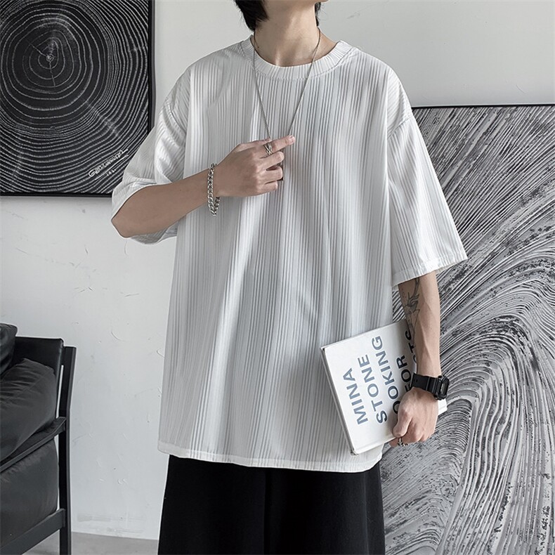 GENIOLAMODE冰丝凉感短袖T恤男夏季速干防晒新款撞色拼接美式潮牌,男装T恤,星座308B-1