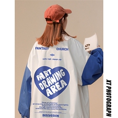 中性风拼接撞色字母印花棒球服宽松百搭夹克外套G79P65控88，男装夹克，A247A