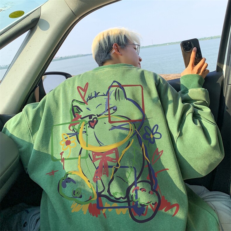 美式潮牌重磅水洗做旧圆领卫衣力推大码男XZ517A-2-Y7740-P58图片