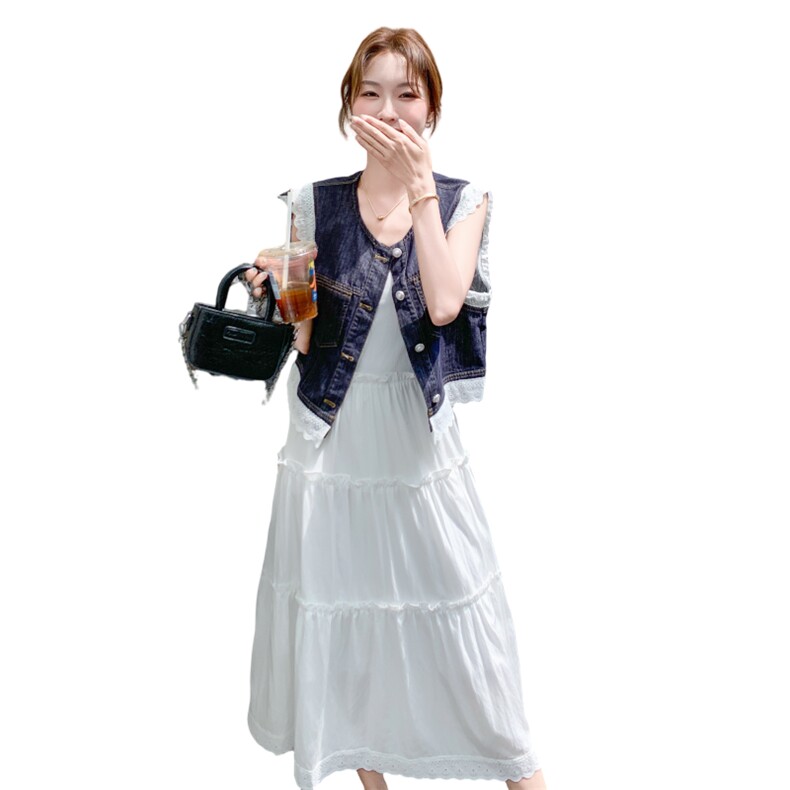 现货时尚牛仔马甲+吊带裙套装2C259-9908-P165-K248,女装套装/套裙,2C259