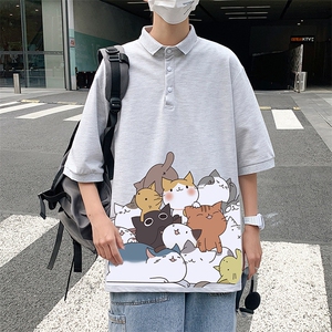 PL57162-P35 翻领短袖polo衫男大码胖子半袖t恤男有领保罗衫 模特图片