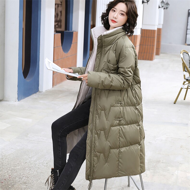 中长款羽绒服女2020年冬季新款韩版宽松白鸭绒时尚外套图片