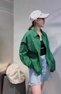 春季新款格子衬衫图片