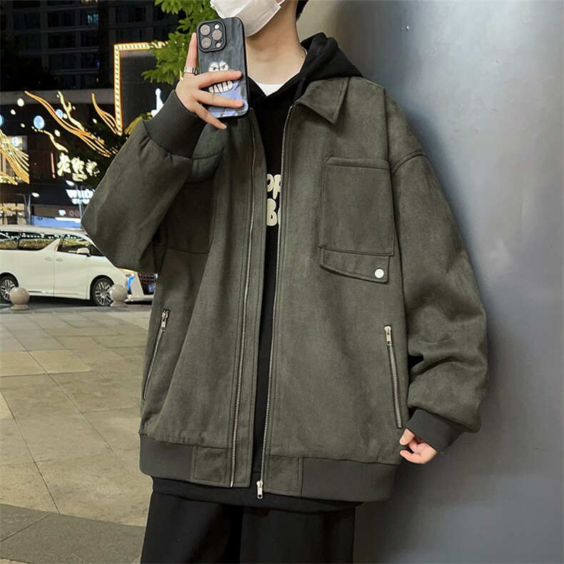 秋季大码M-8XL男士休闲翻领鹿皮绒皮衣夹克外套大码,男装夹克,星座209