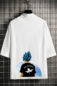 HF59154-P40风汉服男开衫外套七分袖道袍 网格挂拍图片