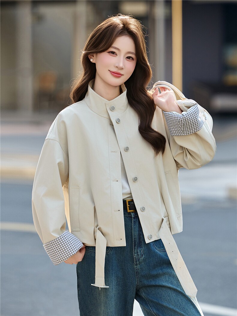 短款外套女2026春装新款时尚气质小个子单排扣上衣,女装短外套,天丝秀