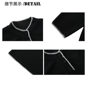 现货2026新款打底衫老钱风肌理感刺绣工艺T恤A170-T138-TP32图片