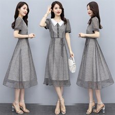 2021夏季新款时尚显瘦碎花连衣裙优雅气质中长款女装裙子，女装连衣裙，笃写