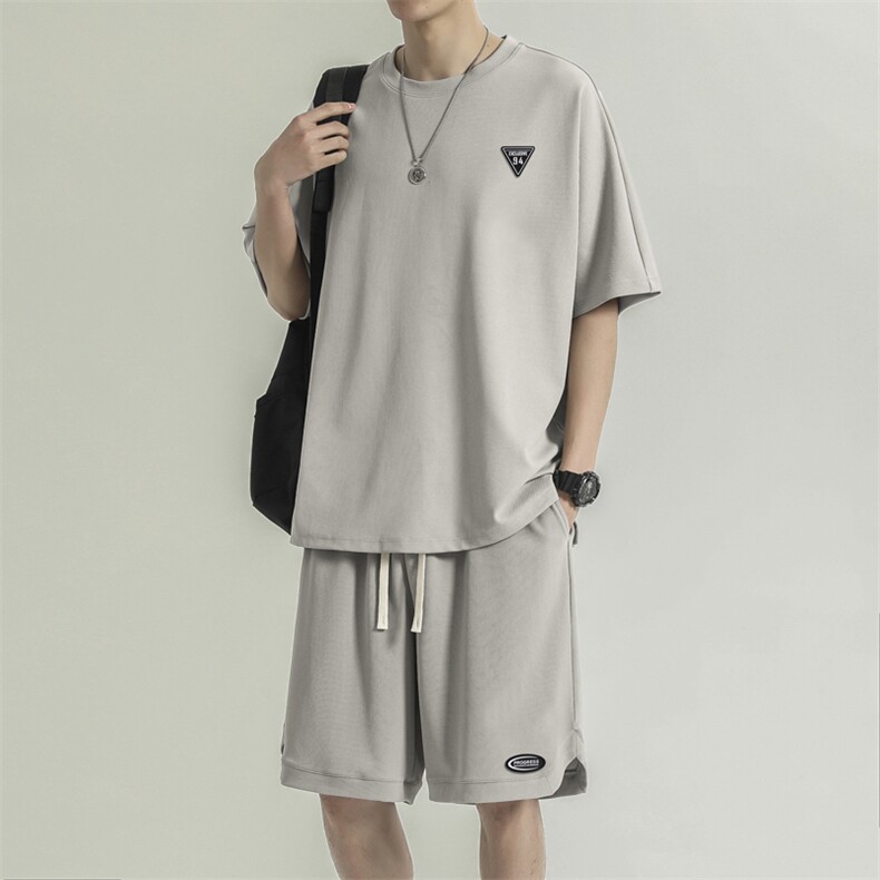 冰丝运动套装夏季薄款凉感速干短袖休闲短裤夏装TZ12-特批-70,男装休闲套装,星座718