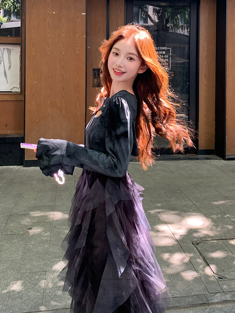 扎染不规则网纱拼接针织吊带连衣裙套头罩衫套装B60-P165-K247,女装连衣裙,浙宝191（原浙宝008）