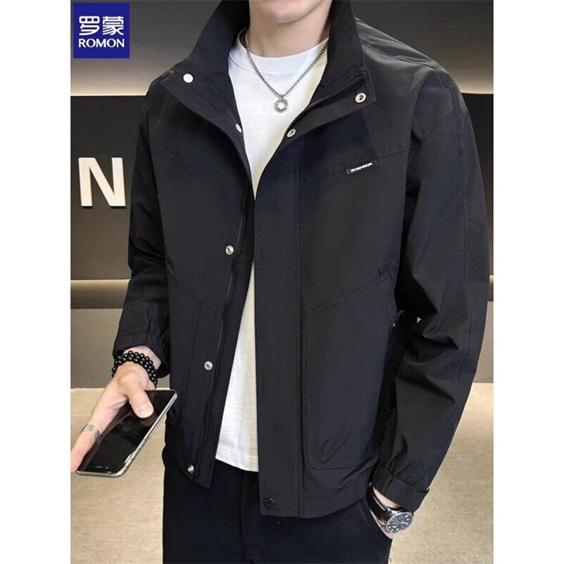 网络图现货纯色夹克男士立领休闲帅气百搭工装外套RQJ58-P75,男装夹克,星座1005-4