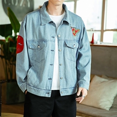 秋装大码风牛仔外套大圣夹克重工刺绣潮男女上衣JK19/P150，男装工装外套，钱塘713