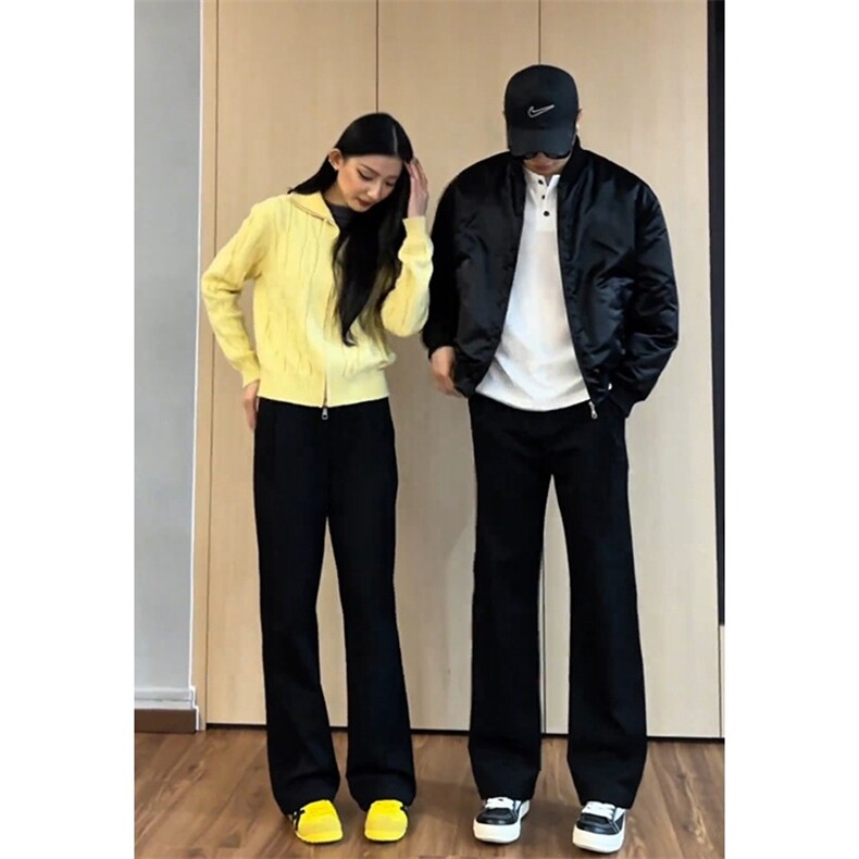 黑色微喇叭西裤垂感cleanfit弯刀裤子男生秋季加绒保暖百搭裤子潮,男装西裤,星座302B