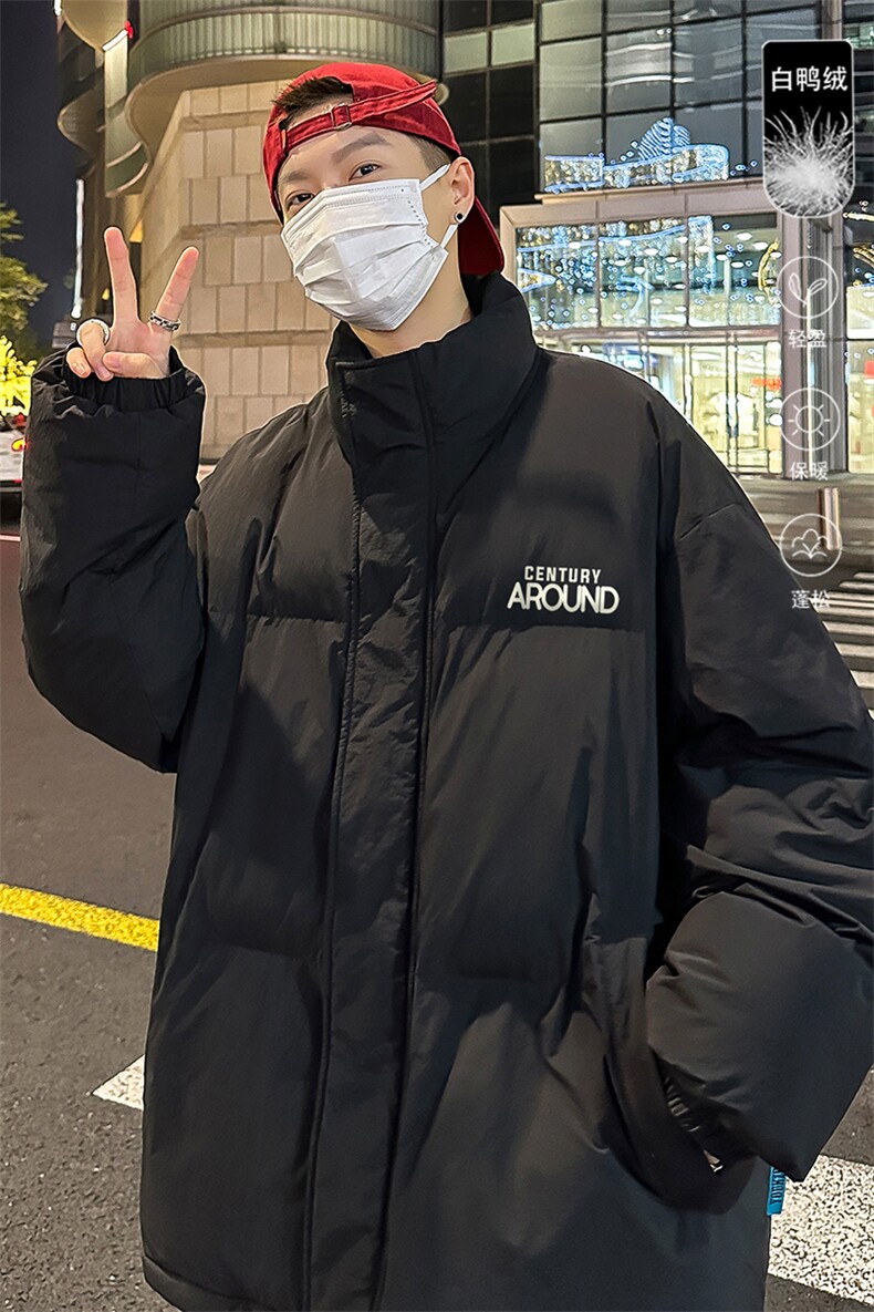 港风冬季新款立领白鸭绒羽绒服男潮宽松印花YR6191P195控258,男装羽绒服,电商A268A
