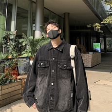 秋季新款牛仔外套男宽松潮牌帅气ins百搭牛仔夹克痞帅牛仔衣，男装夹克，星座410-7