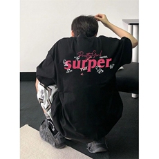 7高品质纯棉短袖-宽松落肩款-白墨印花尺码:M-3XL，男装T恤，星座506A