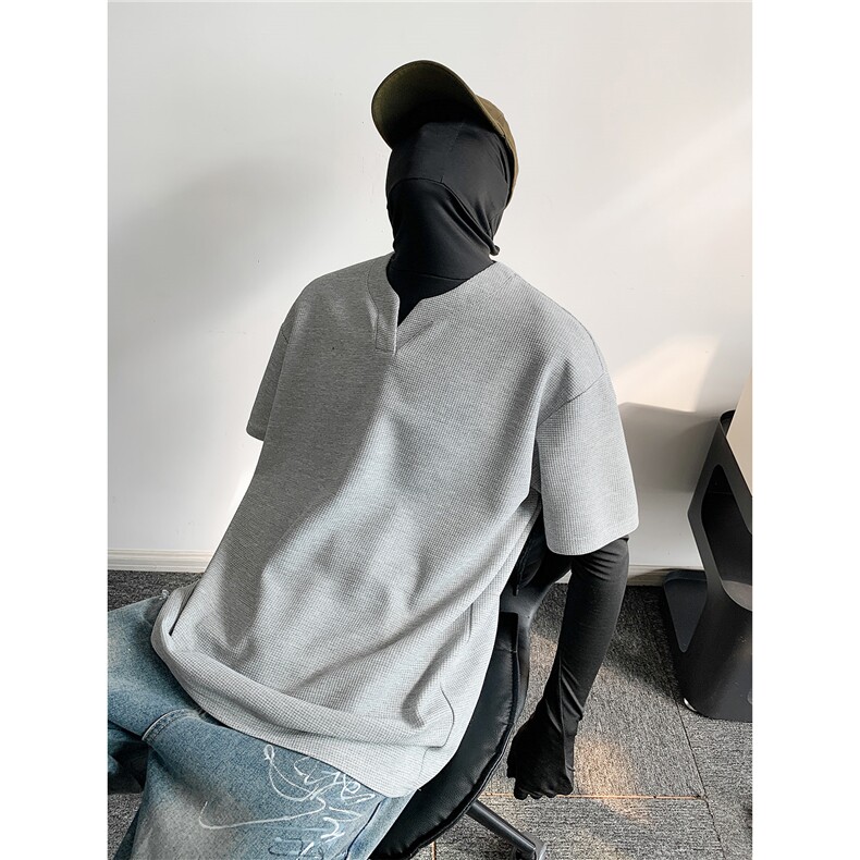 特批250克男装夏季新款大码宽松短袖T恤夏装V领打底衫S399P20，男装T恤，电商A233-1