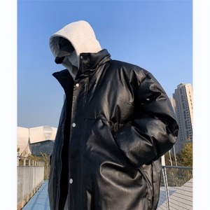 晋江羽绒棉服冬季加厚棉衣外套男高级感PU皮立领棉袄MF126-P89图片