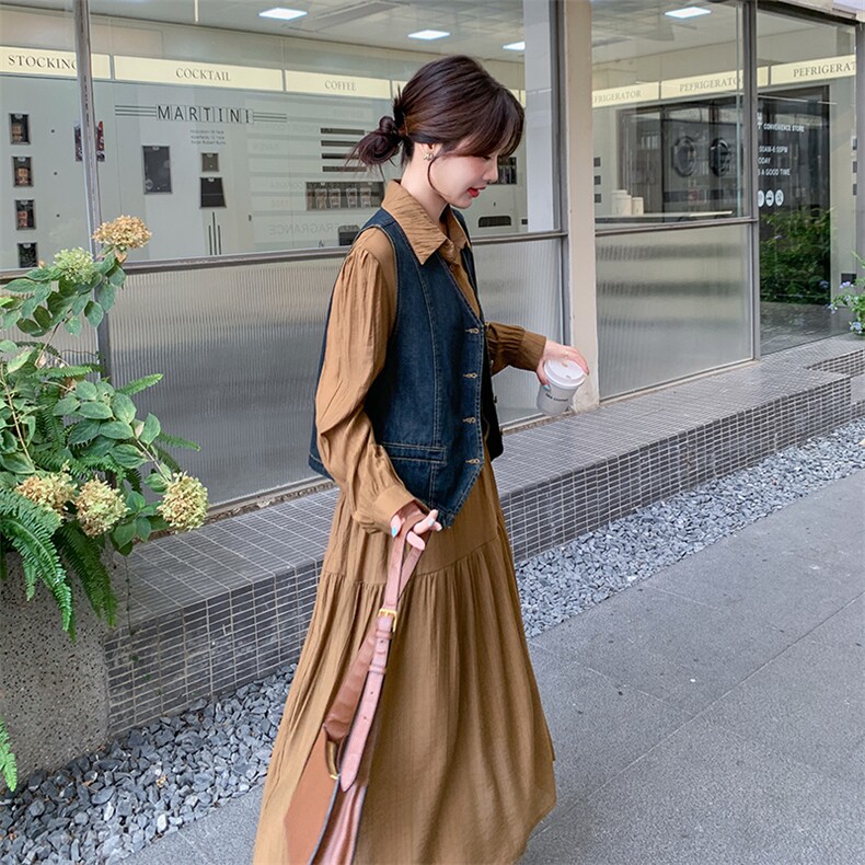 （有货）2026春装新款大版连衣裙+牛仔马甲两件套1D060-p185-k278,女装套装/套裙,1D060